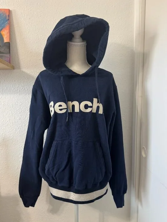 Bench Sweatshirt Women's Size XXL Blue 'Bench" Logo Chunky Cozy Hoodie - Picture 10 of 10